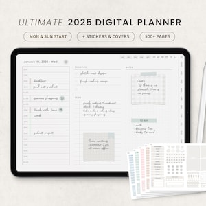 Digital Planner 2025, Minimalist Goodnotes Planner, Weekly Daily Planner, Ipad Notability Landscape Planner