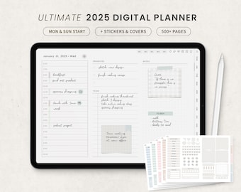 Digital Planner 2025, Minimalist Goodnotes Planner, Weekly Daily Planner, Ipad Notability Landscape Planner