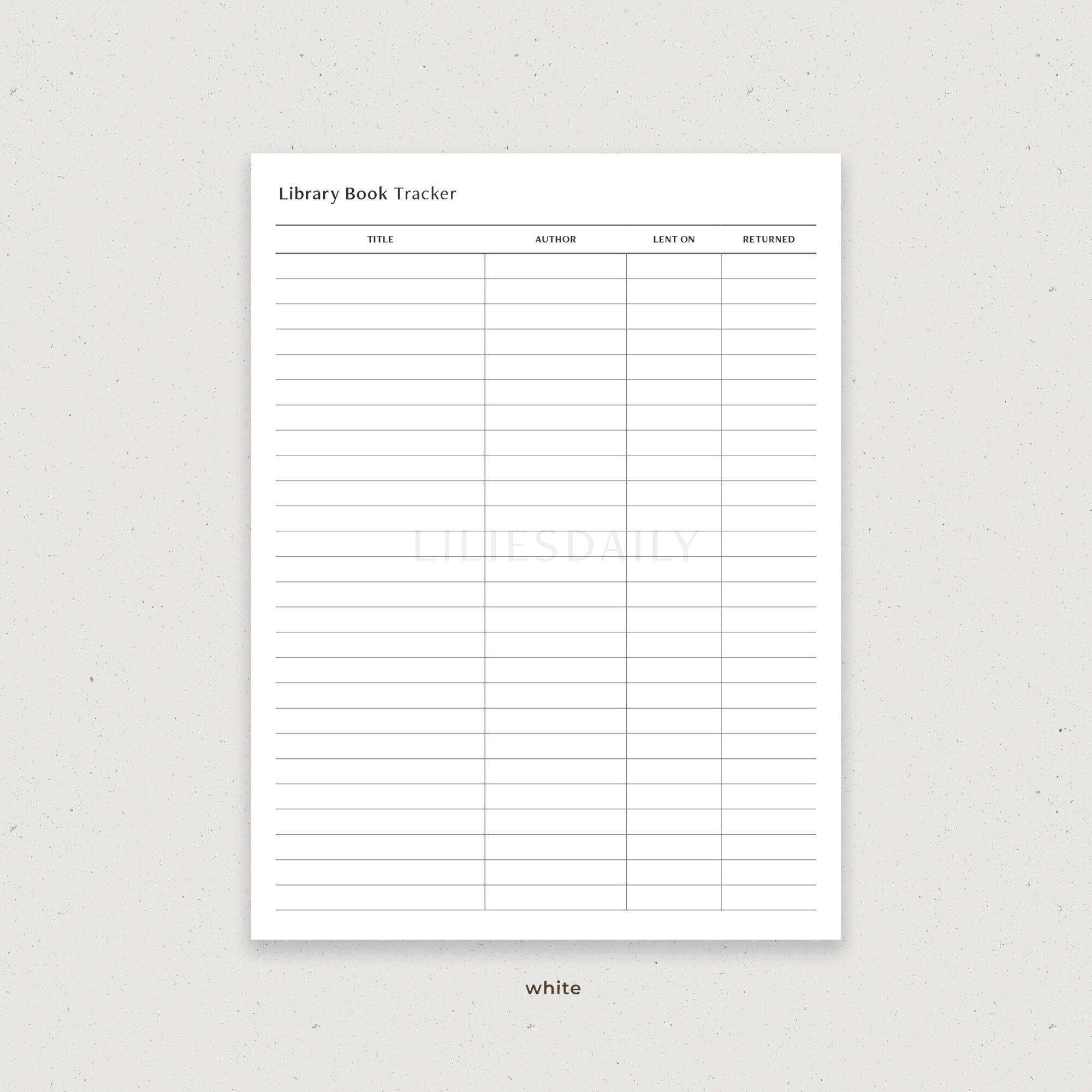 Library Book Tracker Digital Inserts, Book Return Log, Library Log ...