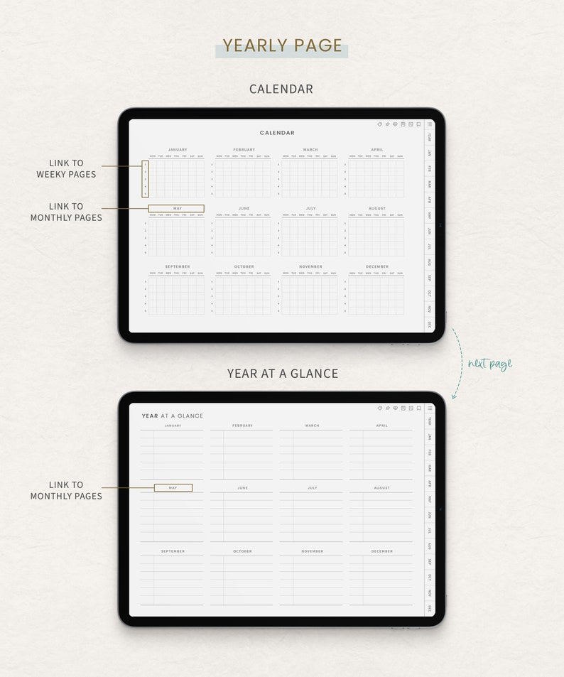 Undated Planner, Minimalist Digital Planner, iPad Goodnotes Daily Planner, Notability Planner, Simple Student Planner image 3