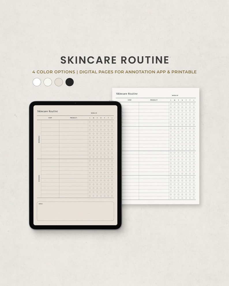 Buy Skincare Routine Checklist Template, Skincare Tracker, Beauty