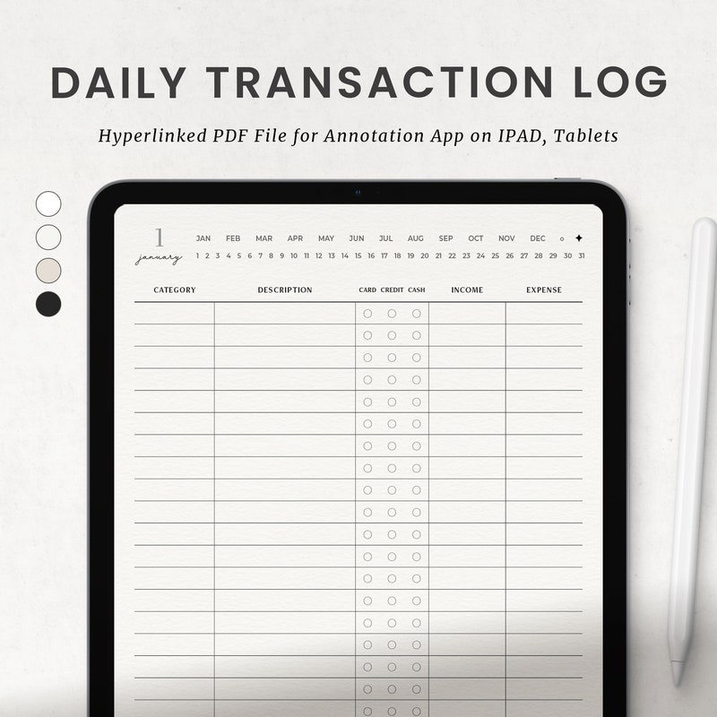 Transaction Log Simple Daily Transaction Log - Etsy