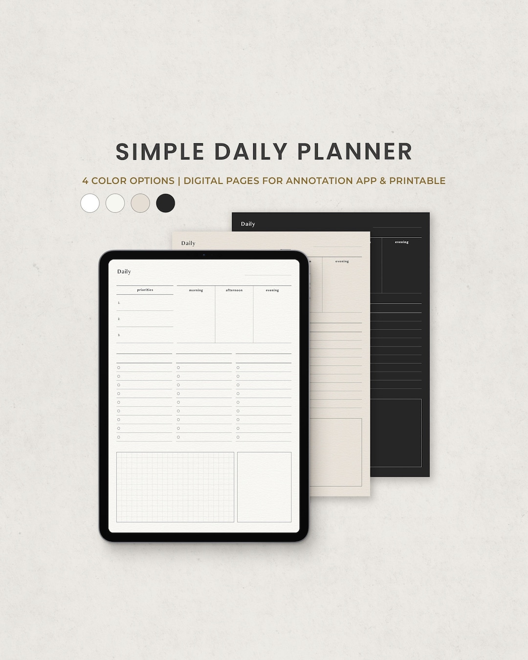 Simple Daily Digital Template, to Do List Planner, Minimalist Planner ...