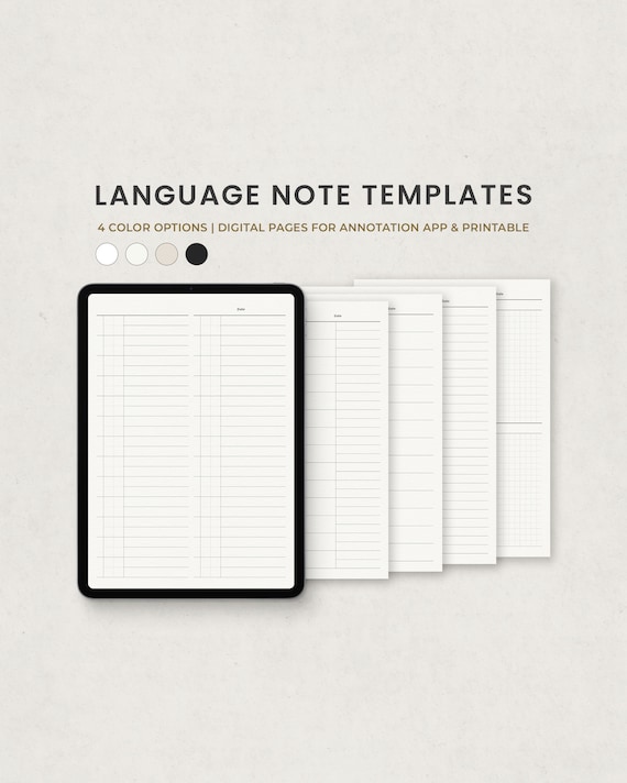 Language Learning Digital Note Template, Korean Chinese Japanese Study, Character Vocabulary Notes for Goodnotes on Ipad, Android Notebook