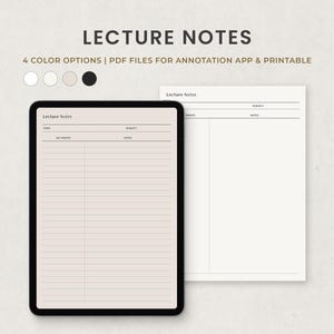 Notatki z wykładów, cyfrowy papier do notatek, szablon do robienia notatek na studia dla Goodnotes Notability Ipad do druku w formacie PDF