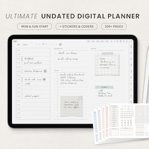 Undated Planner, Minimalist Digital Planner, iPad Goodnotes Daily Planner, Notability Planner, Simple Student Planner image 1