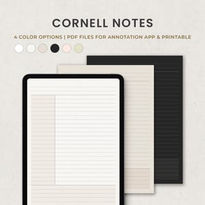 Digitale Notizvorlage, Cornell Notizen, Goodnotes gezeichnete Notizen Papier bedruckbar, Ipad Klasse Lernnotizen