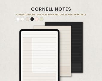 Digital Note Template, Cornell Notes, Goodnotes Lined Notes Paper Printable, Ipad Class Study Notes