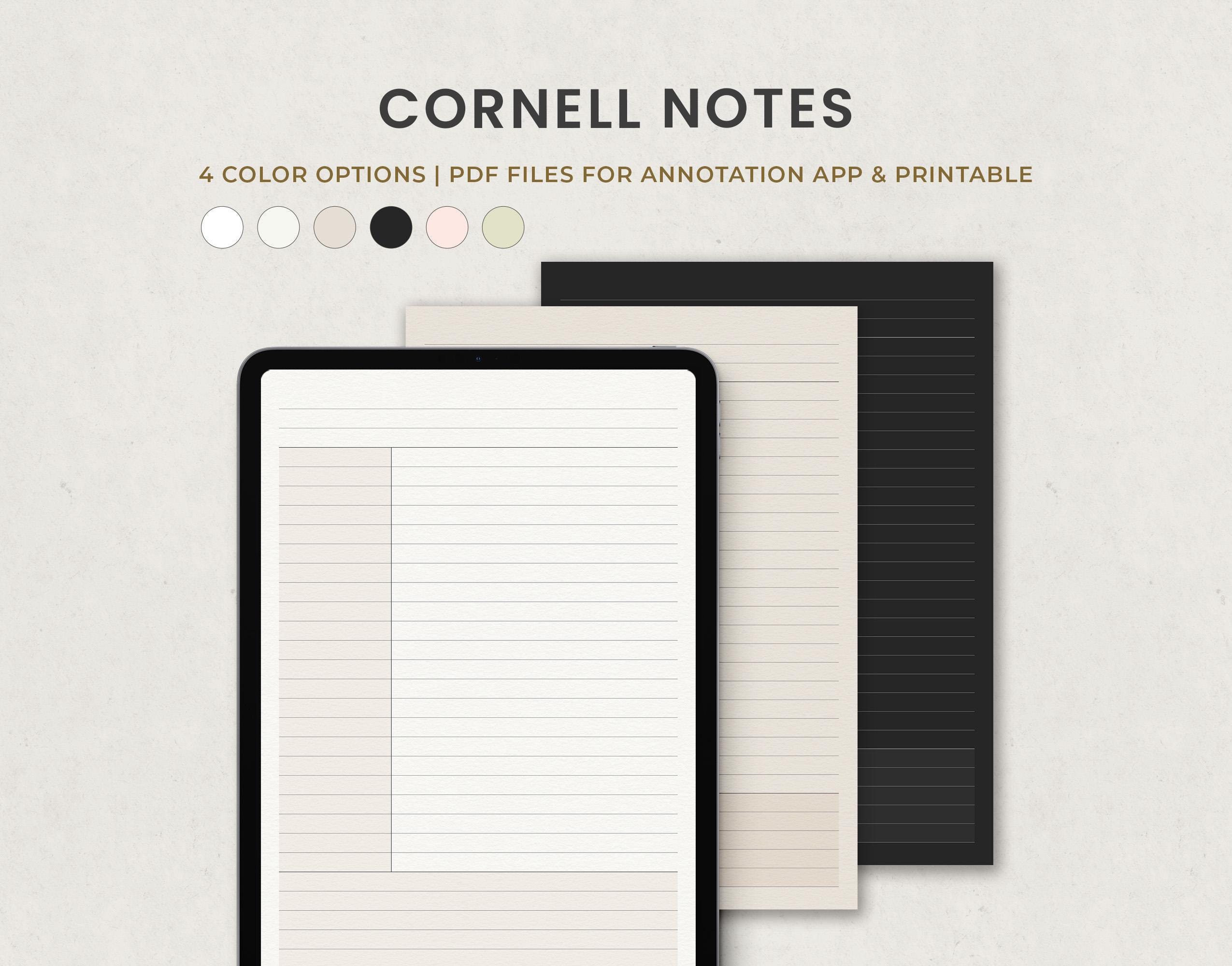Digital Note Template, Cornell Notes, Goodnotes Lined Notes Paper ...