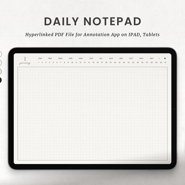 Digital Notebook, Daily Notepad for Goodnotes Ipad Notetaking, 365 Note Paper Template