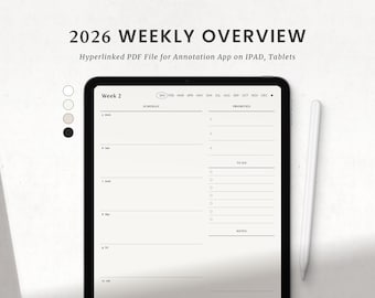 Weekly Planner Digital 2026, Goodnotes Weekly Planner, Ipad Notability Minimalist Simple Weekly Monthly Planner