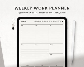 Weekly Work Planner, Work Task Schedule Digital Planner for Goodnotes Ipad, Office Work Organizer