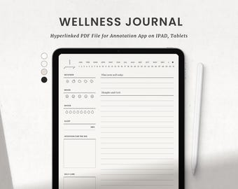 Digital Wellness Journal, Goodnotes Daily Self Care Journal, Reflection Diary for Ipad, Notability Portrait Journal