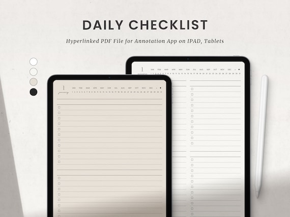 Digital Checklist, To Do List Daily Planner Goodnotes Ipad, Notability, Task List Digital Planner