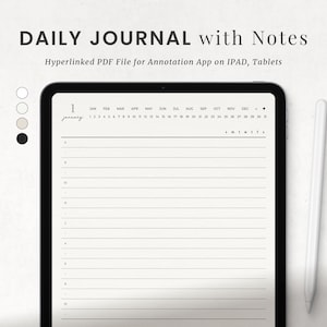 Digital Journal Tägliche Notizen für Goodnotes Ipad, Minimalistische 365 Linierte Einfache Journal Vorlage mit Notizen