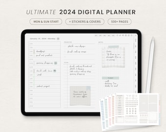 Digital Planner 2024, Minimalist Goodnotes Planner, Daily Planner, Ipad Planner, Notability Planner