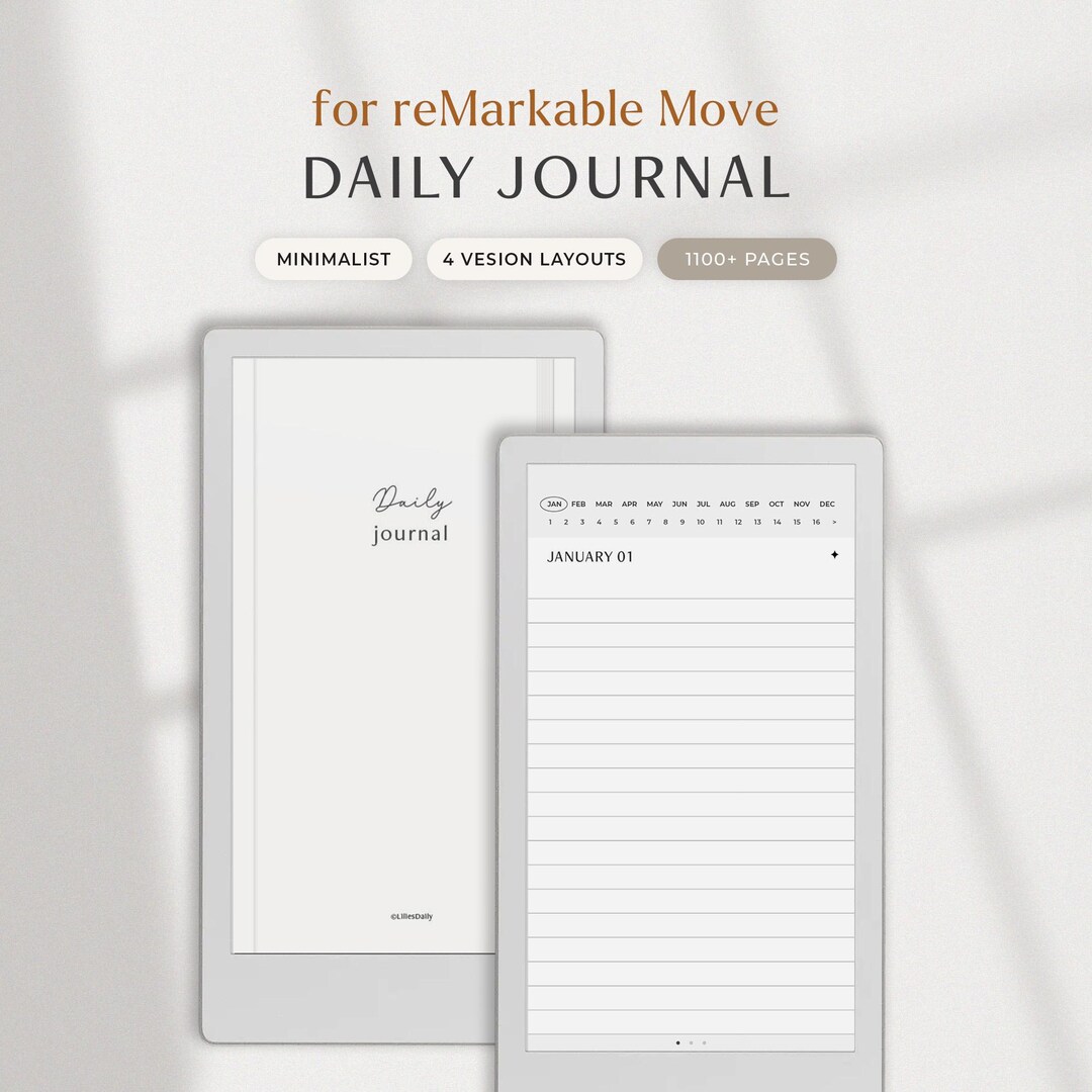 Daily Journal for Remarkable Paper Pro Move, Notebook Templates, Lined ...