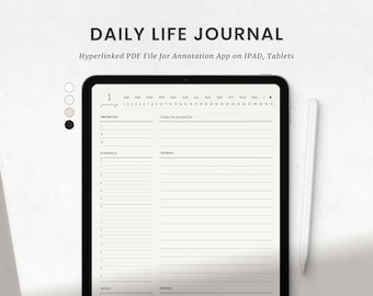 Digital Life Journal, Goodnotes Tagesplaner, Mindful Journal für iPad, Notability Portrait Journal
