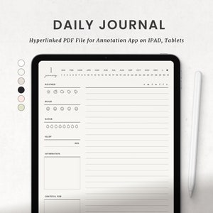 Diario digital, Goodnotes Daily Journal 2024, Diario de Ipad, Diario de notabilidad, Plantilla de diario rayado minimalista