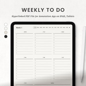 Digital Weekly To Do List for Goodnotes on Ipad, Task Checklist, Undated Weekly Planner
