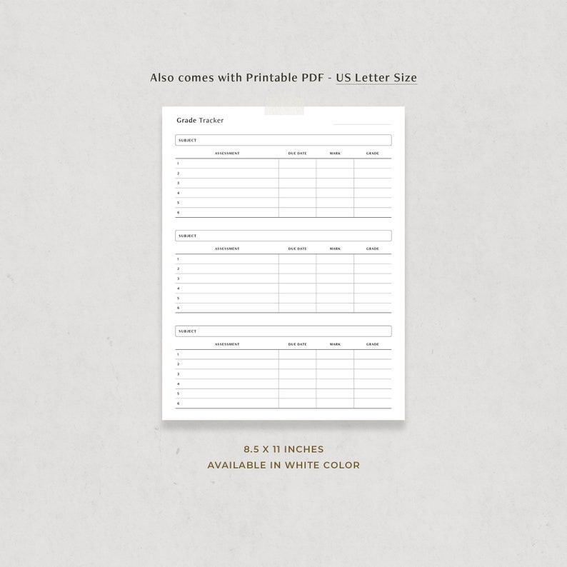 Subject Tracker Pdf Grade Tracker, Assignment Log, Homework Student Digital Planner ...