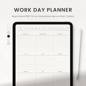 Organizador de jornada laboral, planificador digital de jornada laboral, planificador de negocios de Goodnotes Office, plantilla de lista de tareas pendientes de Notability para iPad