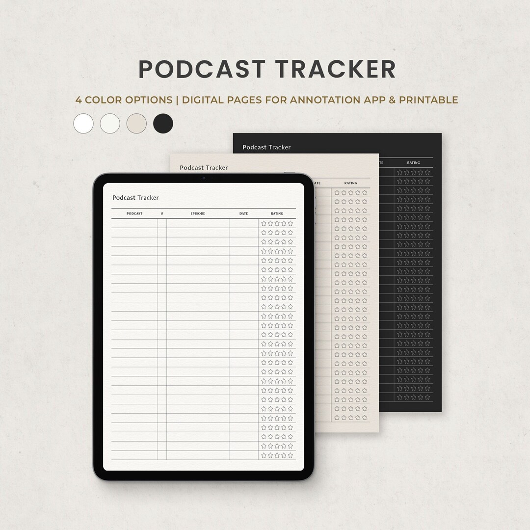 Podcast Tracker Printable, Digital Podcast Listening List, Podcast ...