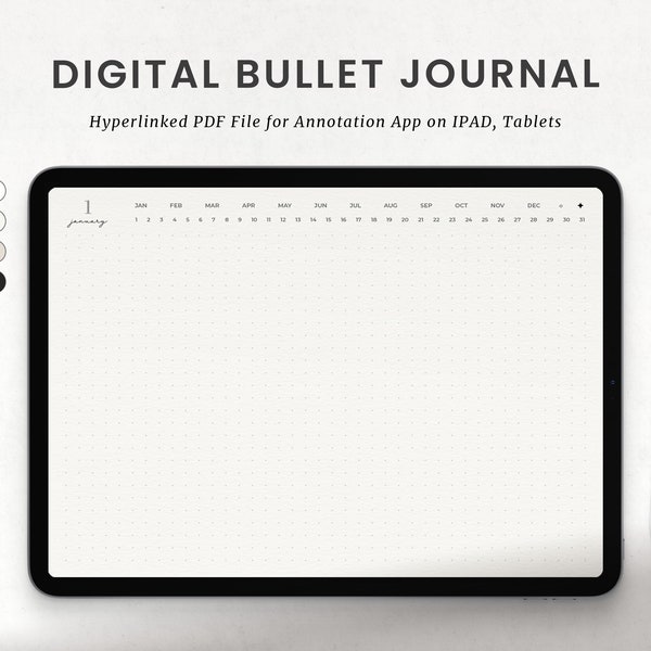 Digital Bullet Journal, Digital Bujo, Daily Dot Grid Notes Planner, Goodnotes Ipad, Android Planner PDF