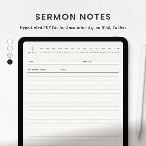 Sermon Notes Journal Digital Goodnotes Ipad Planner, Bible Study PDF