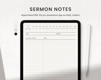 Sermon Notes Journal Digital Goodnotes Ipad Planner, Bible Study PDF