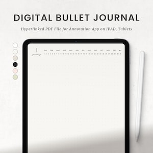 Digital Bullet Journal, Daily Dot Grid Notes Digital Planner for Goodnotes Ipad, Minimalist Tablet Planner