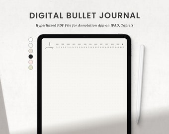 Digital Bullet Journal, Daily Dot Grid Notes Digital Planner for Goodnotes Ipad, Minimalist Tablet Planner