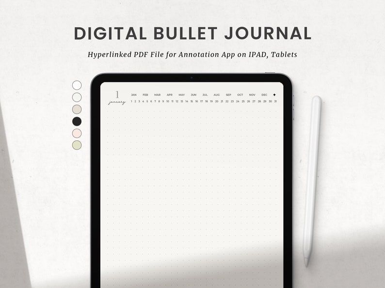 Digitales Bullet Journal, Dot Grid Notizen, Digitaler Planer für Goodnotes Ipad, Minimalistischer Tablet Planer Bild 1