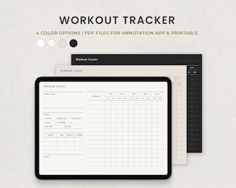 Planificador de ejercicios diarios, plantilla digital horizontal para Goodnotes iPad, planificador de ejercicios en formato PDF imprimible