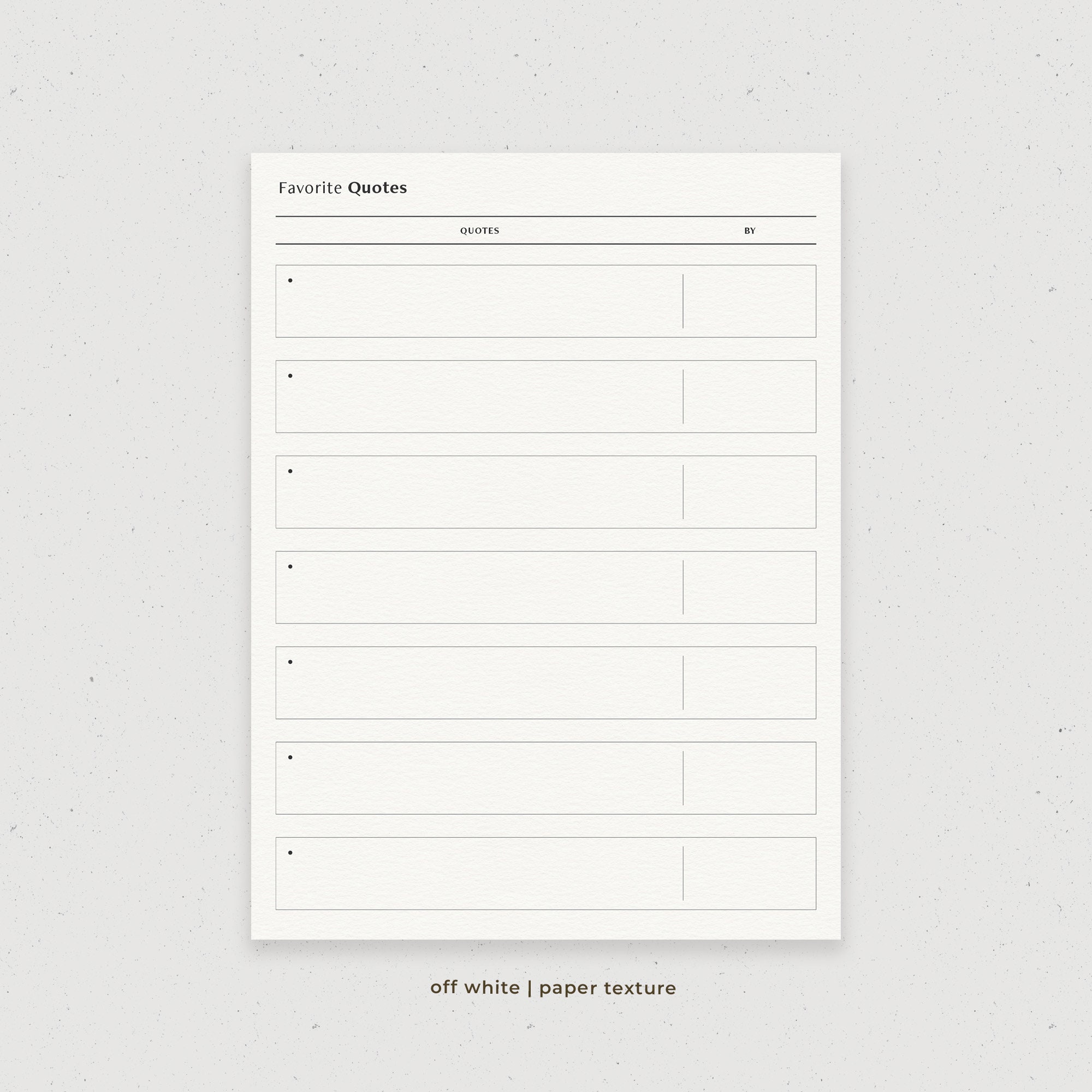 Quote Log Examples Favorite Quotes, Quote Journal, Inspirational Quote Log Digital Planner ...