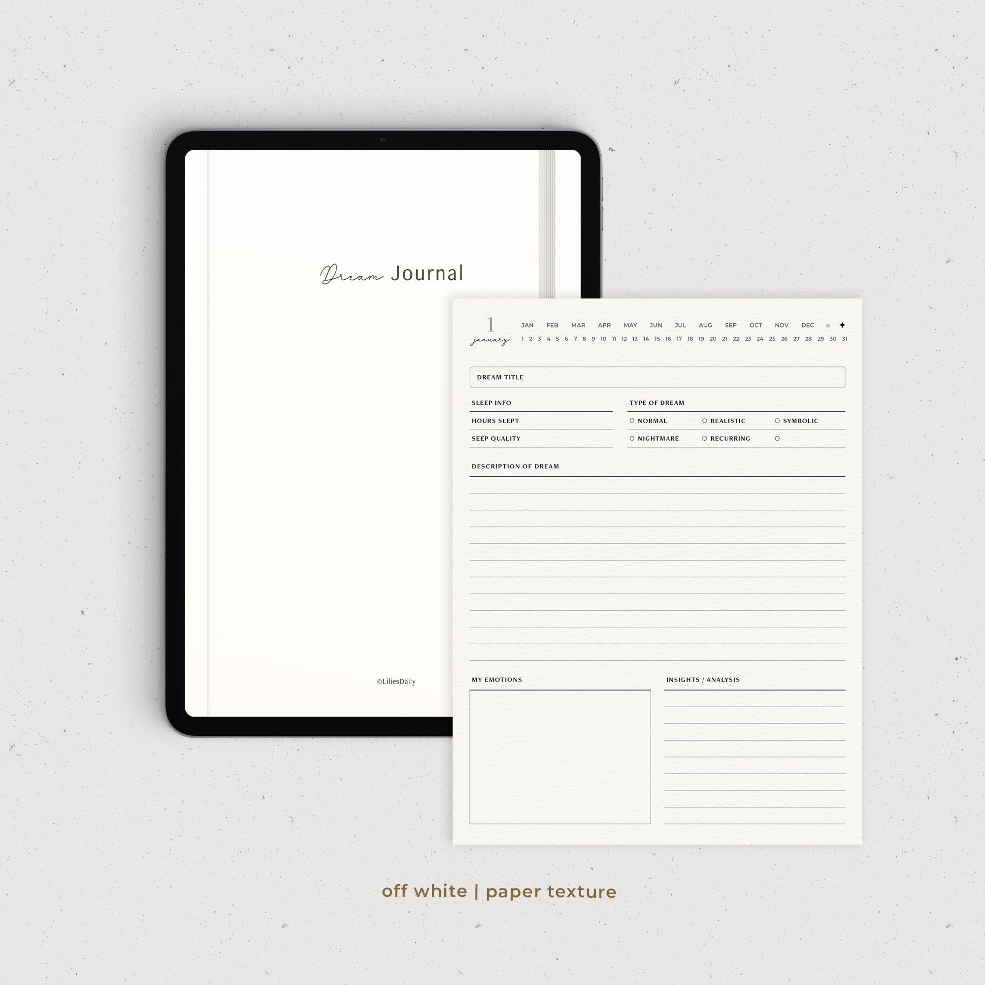 Dream Journal, Digital Dream Tracker, Daily Sleep Quality Log for ...