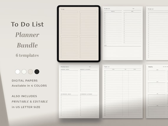 To Do List Bundle Digital Planner Template for Goodnotes on Ipad, Checklist, Task List Printable