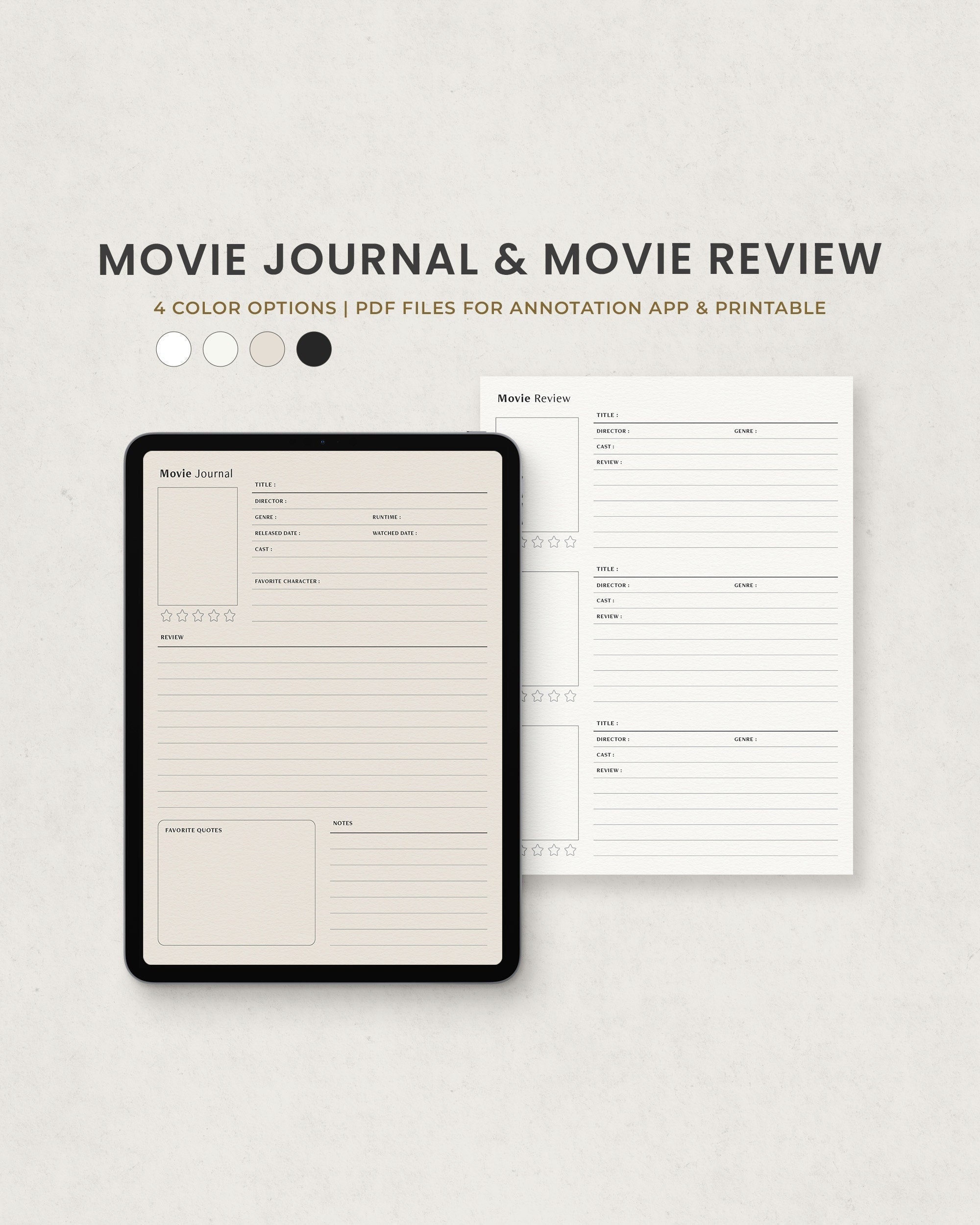 Movie Review and Movie Journal Digital Planner Template for Etsy Movie Review and Movie Journal Digital Planner Template for Etsy