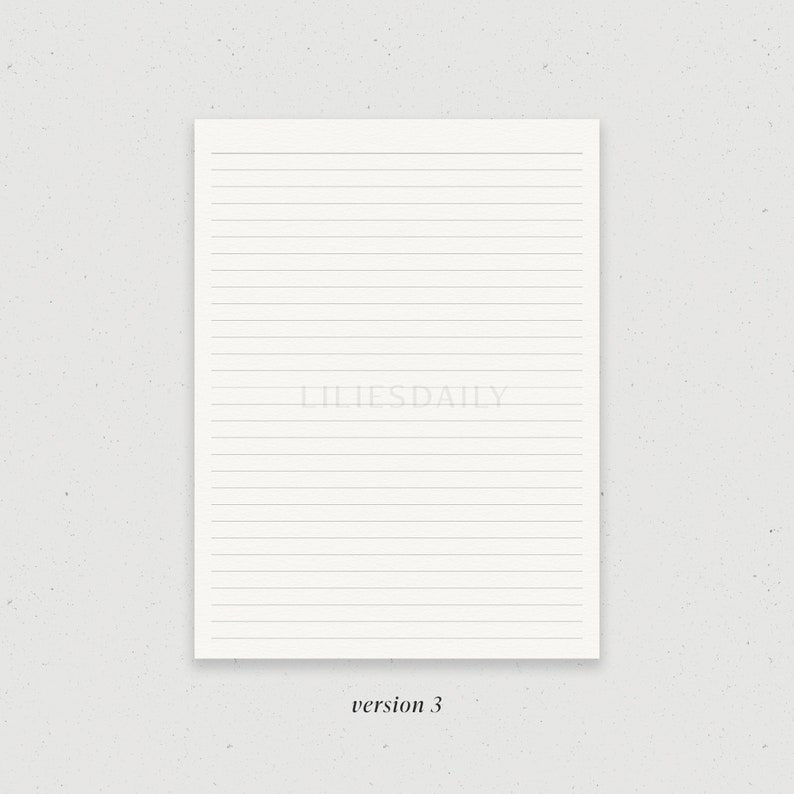 May include: A blank white sheet of paper with lined paper, with the text "LILIESDAILY" in the center of the page. The text "version 3" is below the sheet of paper.