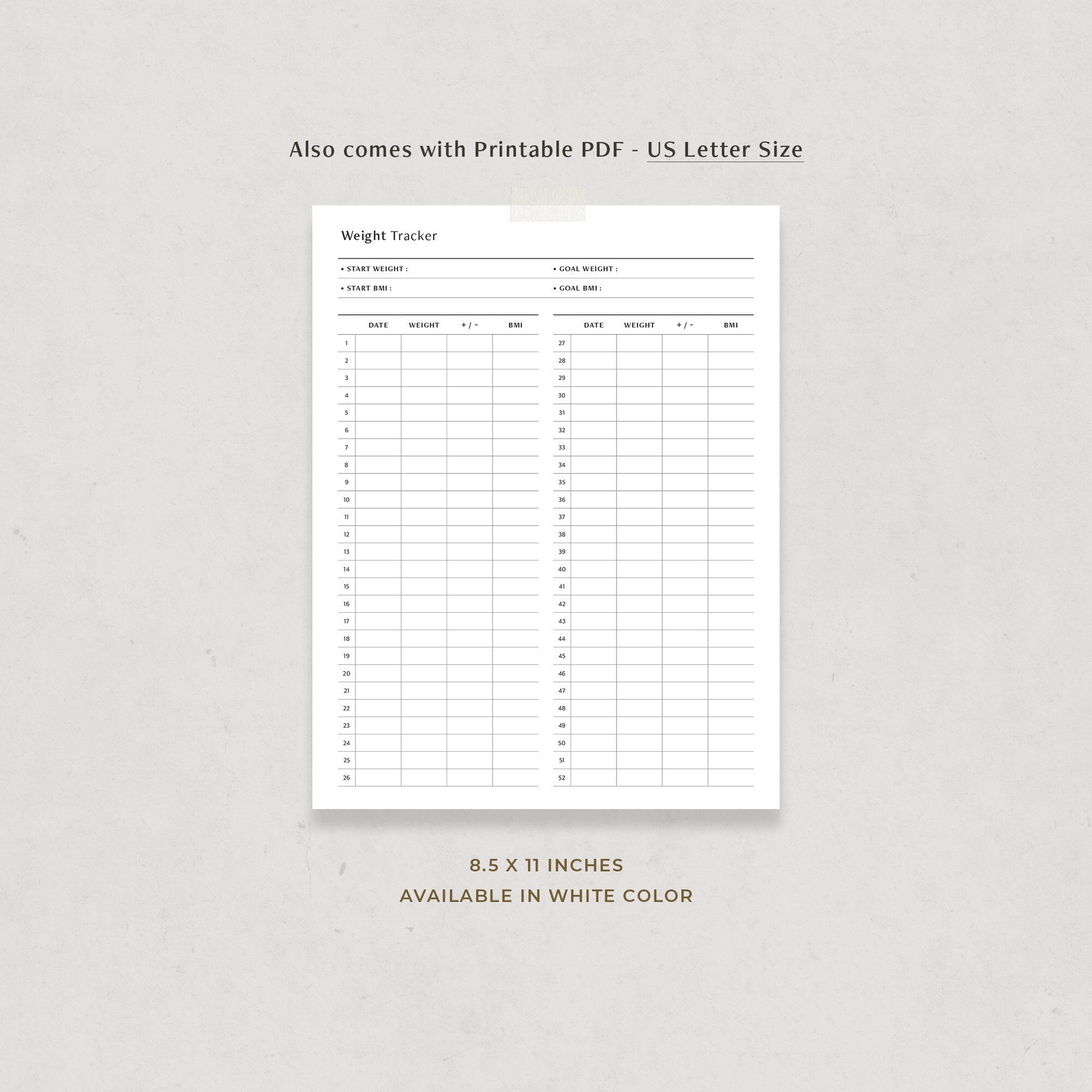 52 Week Weight Loss Tracker Digital Planner Template for Goodnotes iPad ...