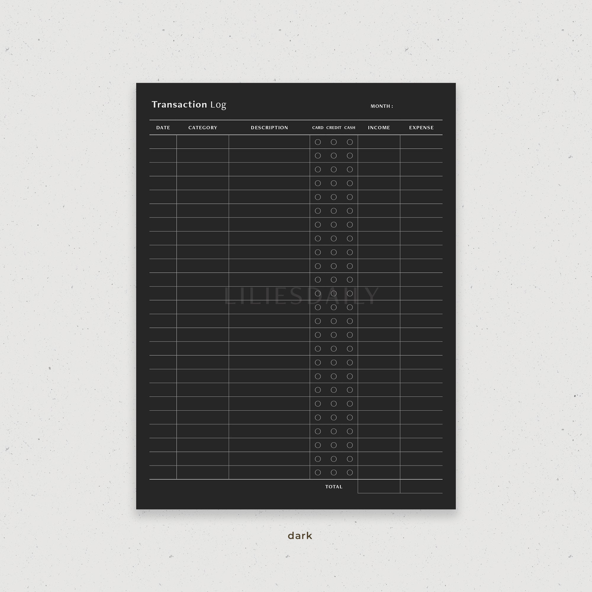 Transaction Log, Income Expense Tracker, Finance Digital Planner ...