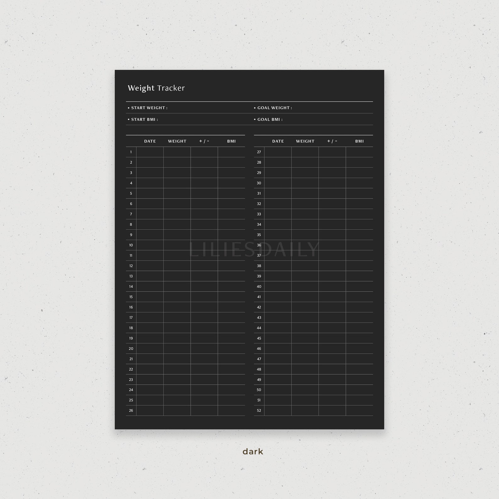 52 Week Weight Loss Tracker Digital Planner Template for Goodnotes iPad ...