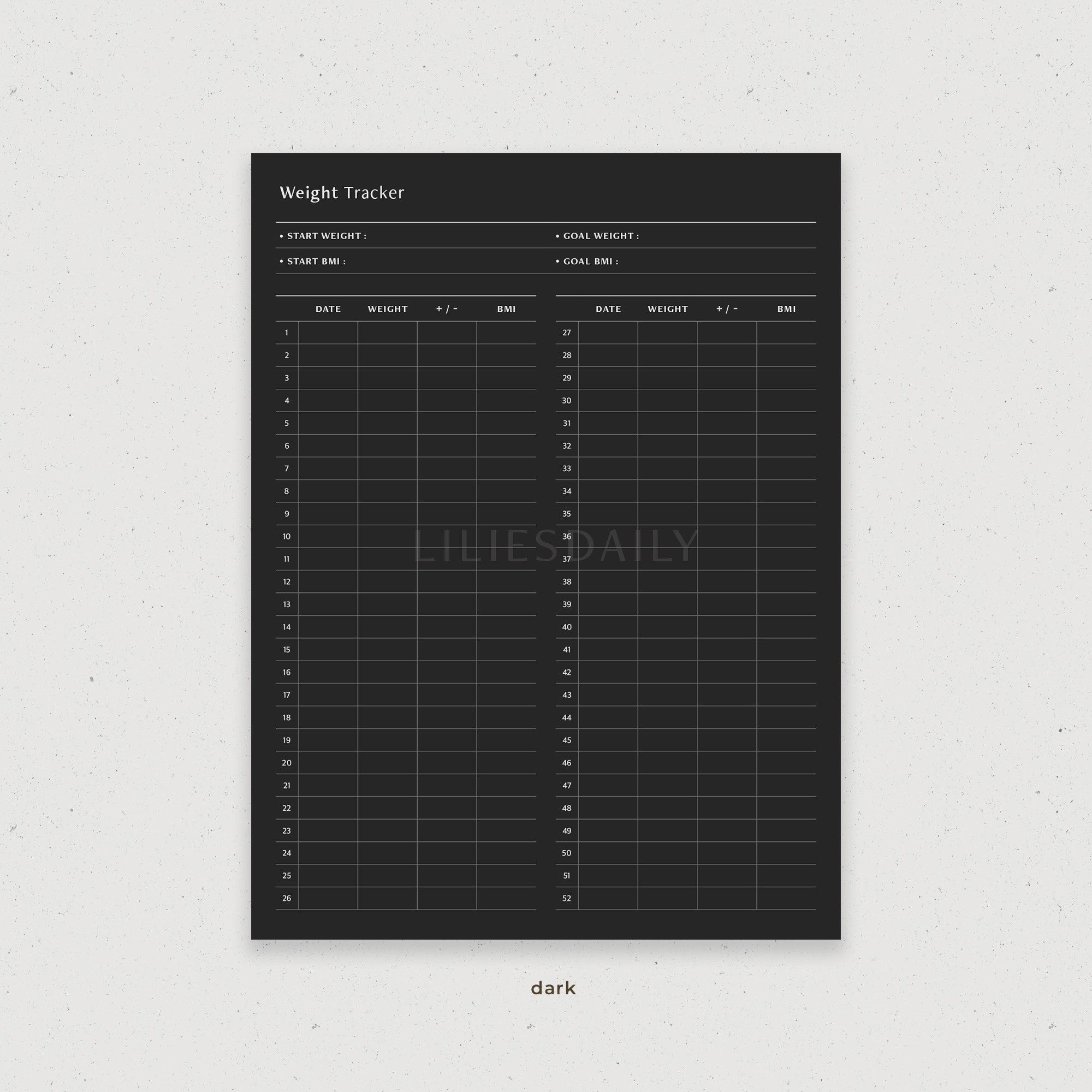 52 Week Weight Loss Tracker Digital Planner Template for Goodnotes iPad ...