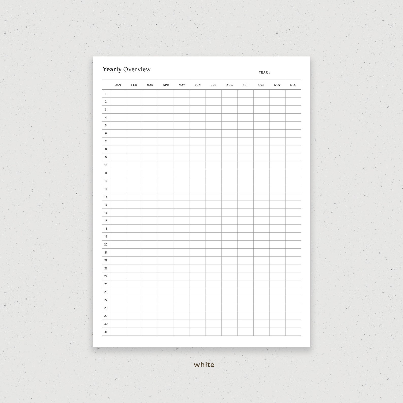 Yearly overview year at a glance yearly digital planner etsy
