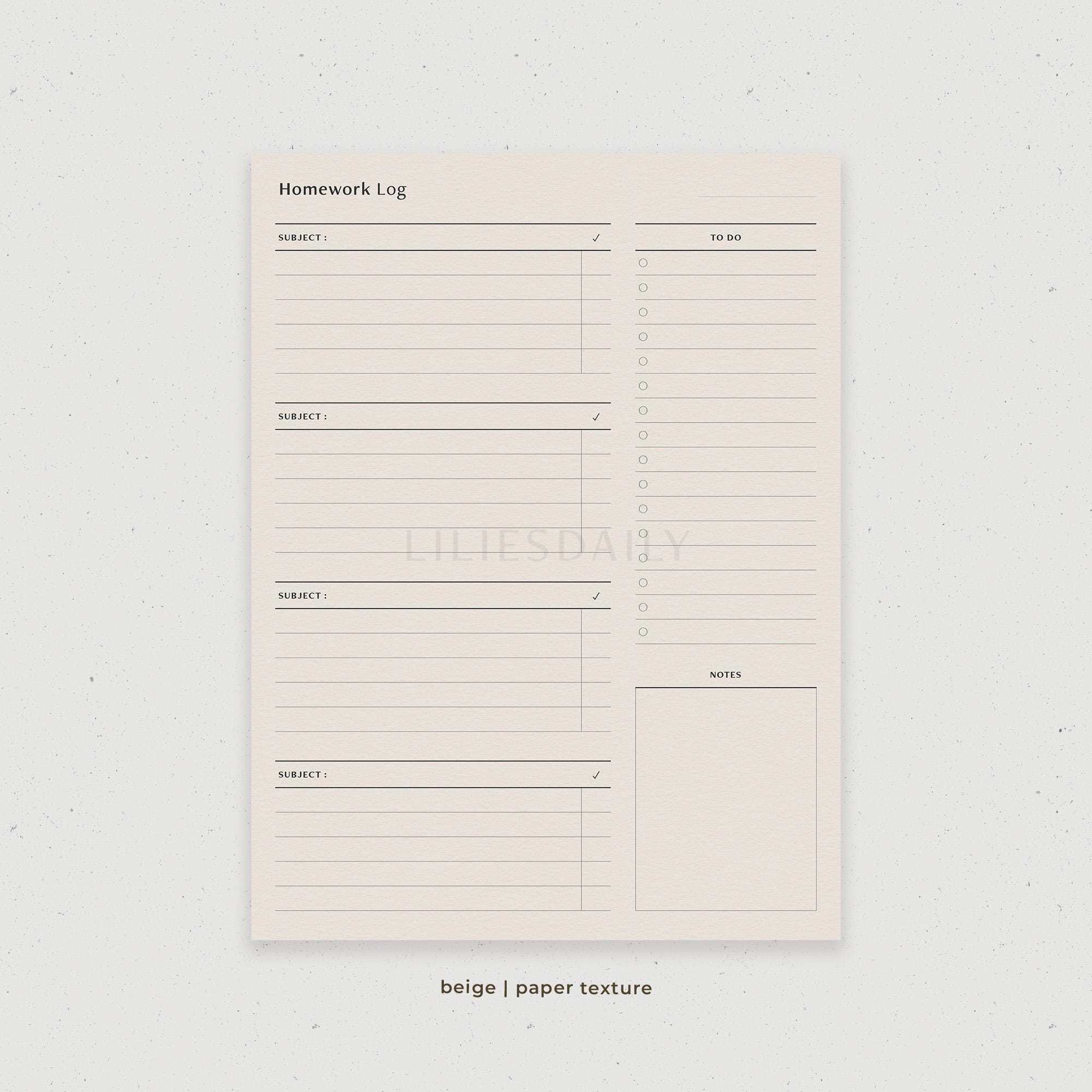 Assignment Log Lay Out Homework Log, Assignment Tracker Digital Template for Goodnotes, iPad ...