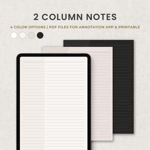 2 Column Notes Printable, Lined Digital Notebook Template, Goodnotes Writing Pages, Portrait Ipad Note Template