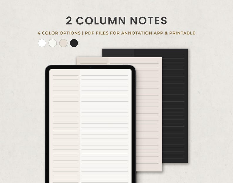 2 Column Notes Printable, Lined Digital Notebook Template, Goodnotes ...