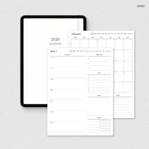 Weekly Planner Digital 2026, Goodnotes Weekly Planner, iPad Notability Minimalist Simple Weekly Monthly Planner image 6