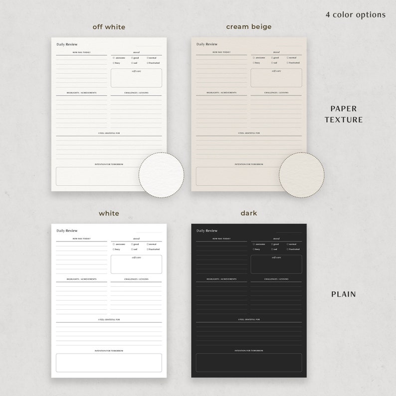 Daily Reflection Journal, Digital Daily Review, Daily Check in Template ...