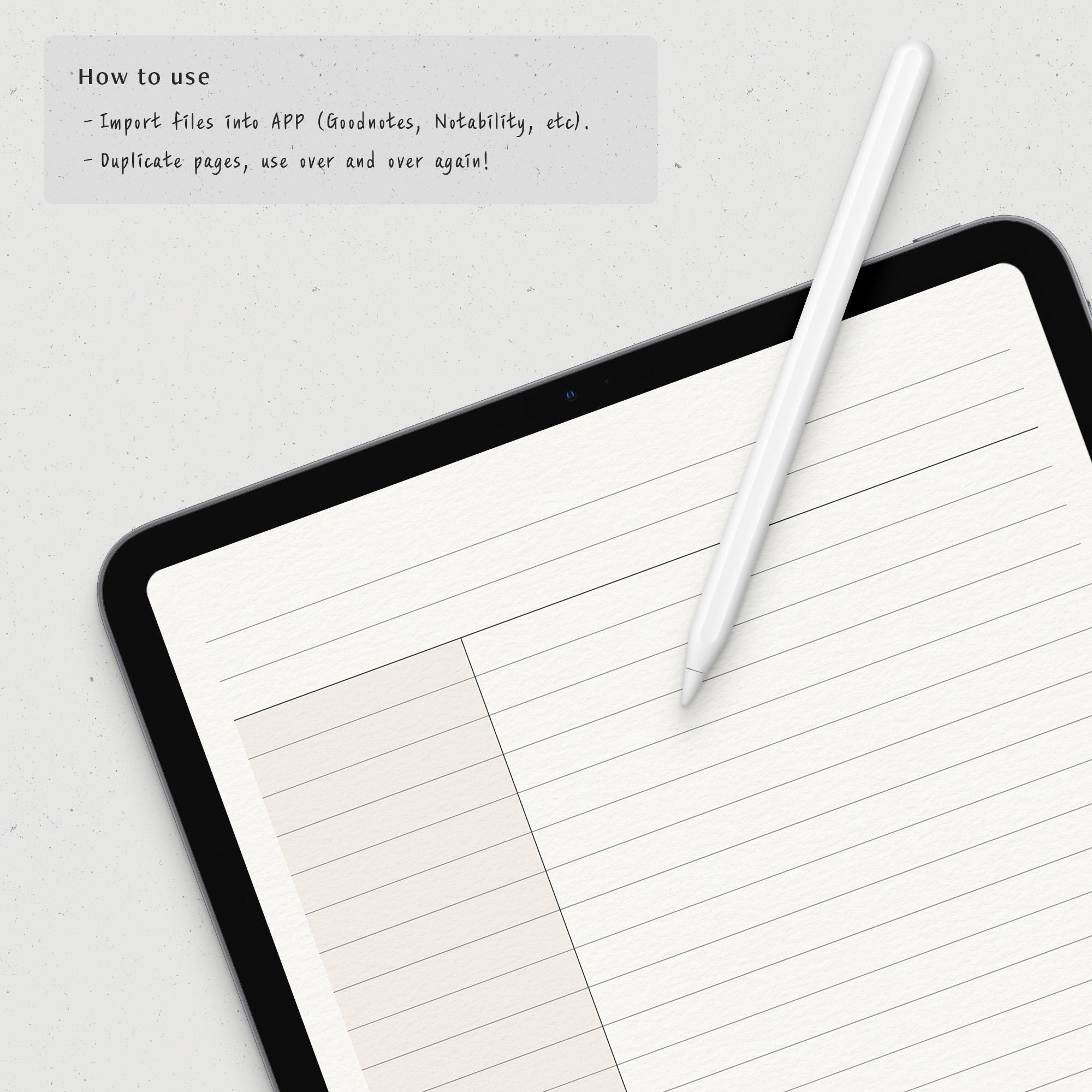 Digital Note Template, Cornell Notes, Goodnotes Lined Notes Paper ...